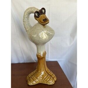 Unique‎ Large Stoneware Ostrich Figure Caricature Sculpture Unsigned